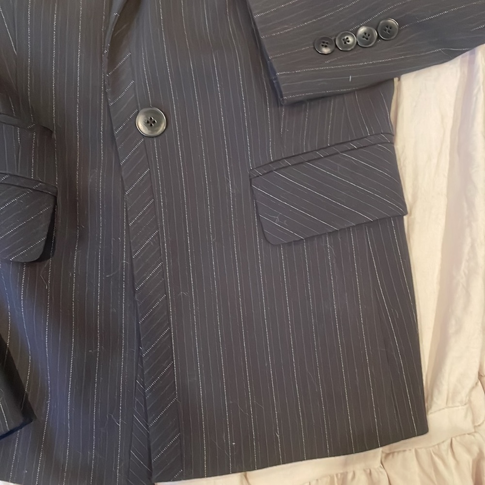 Kenneth Cole lined pin striped blazer, SZ 4 or Small , black with blue and grey - Picture 3 of 4